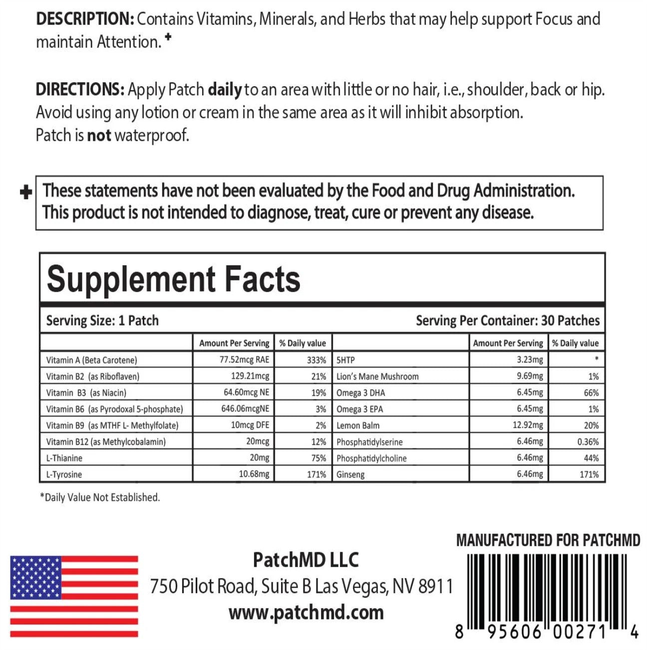 Dopamine Support Patch 30-day supply